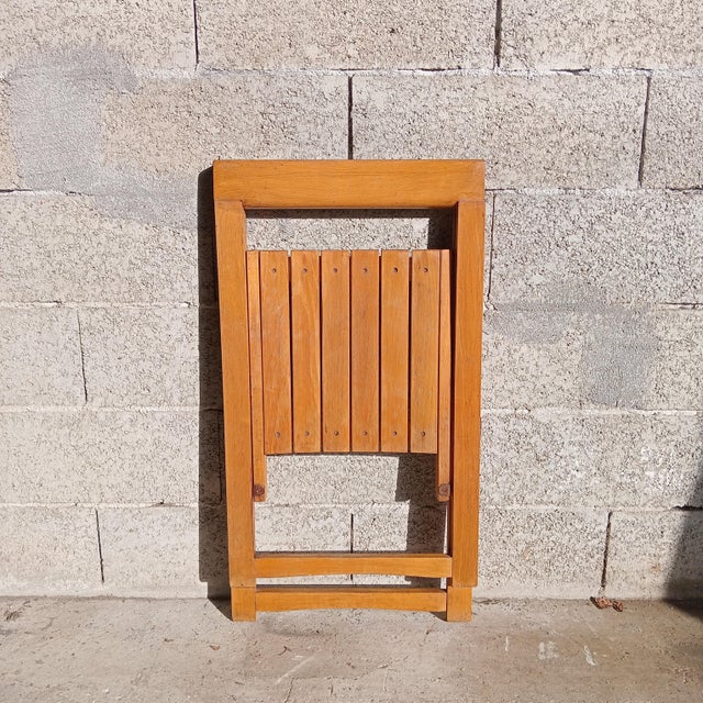 1970s Vintage Folding Chairs in Wood by Aldo Jacober, 1968, Set of 4 For Sale - Image 5 of 8