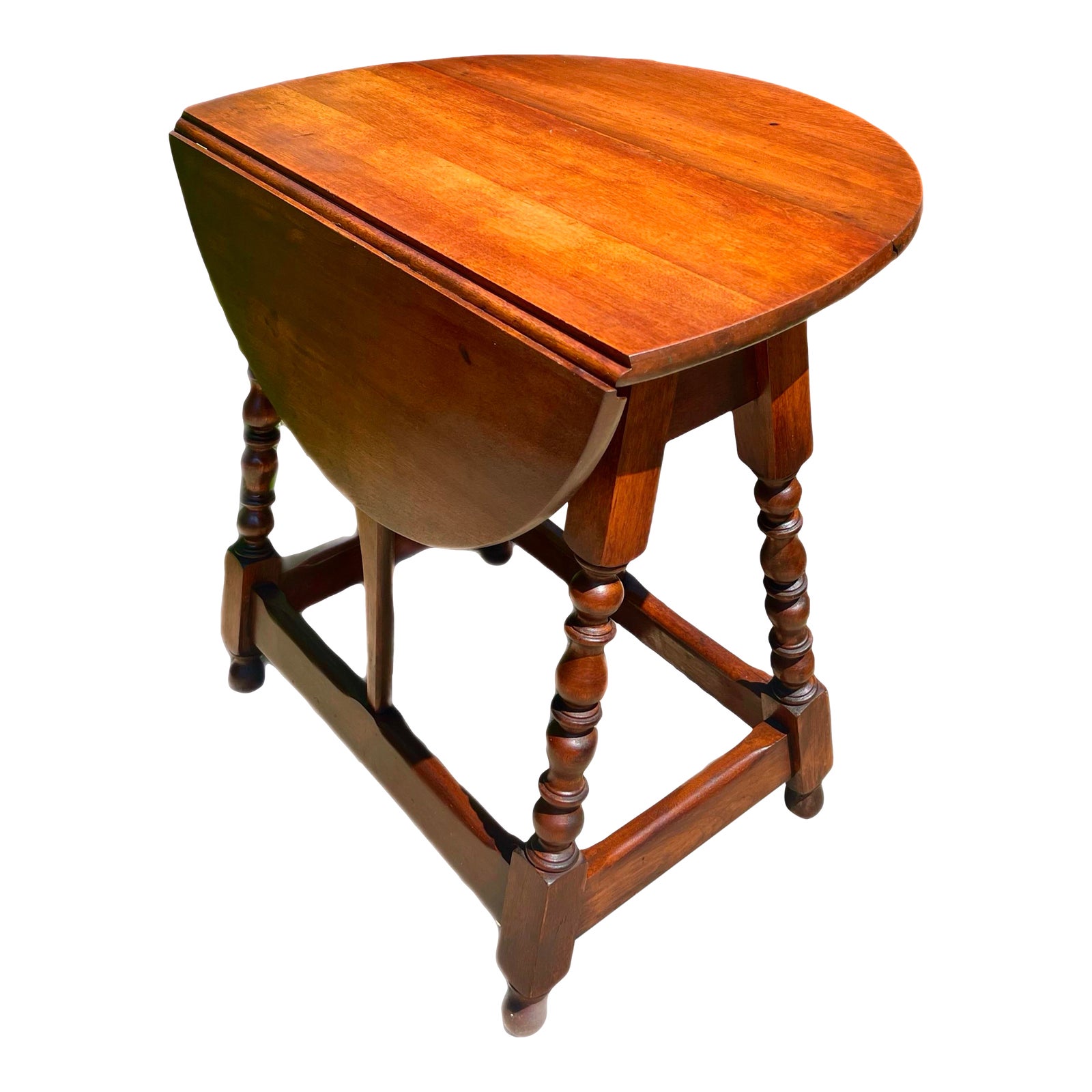English Jacobean Style Drop Leaf Table | Chairish