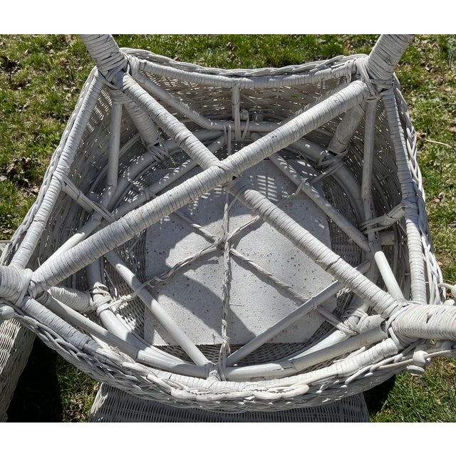 1899 Attributed to Heywood & Wakefield Wicker Loveseat, 2 Chairs and Cocktail Table Seating Group- 4 Pieces For Sale - Image 11 of 18