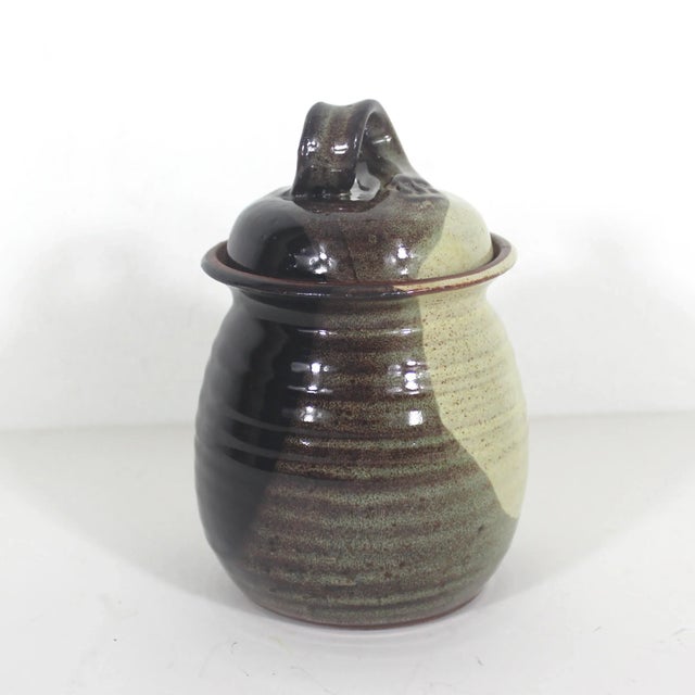 Mid-Century Modern Vintage Studio Pottery Canister With Lid For Sale - Image 3 of 7