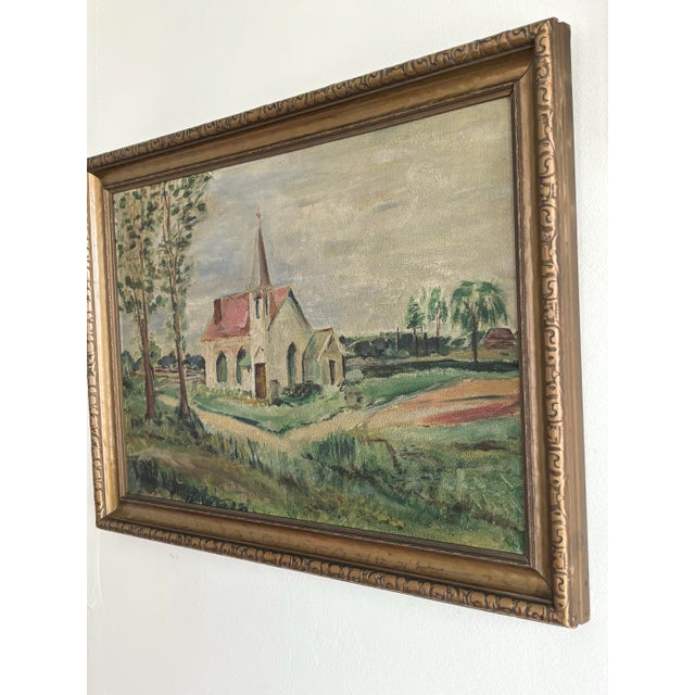 Early 20th Century Folk Art Landscape Oil Painting, Framed For Sale - Image 10 of 11