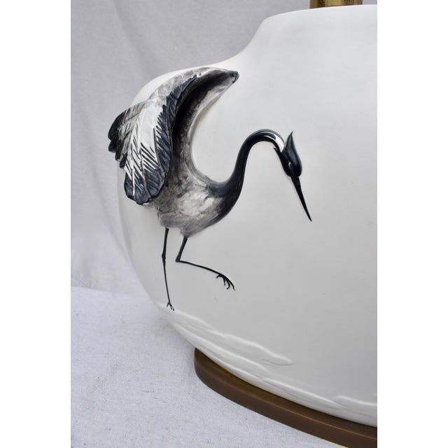 Hollywood Regency Vintage E. F. Chapman Table Lamps, Crane Design, Oval Form, 1980s For Sale - Image 3 of 13