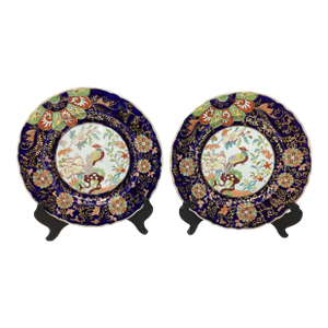 Pair Mason Ironstone China (1926-1848) Pattern "Oriental Pheasants".