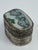 1960s Vintage Chinese Hand Painted Figure Porcelain Chard Embossed Silver Trinket Box For Sale - Image 4 of 5