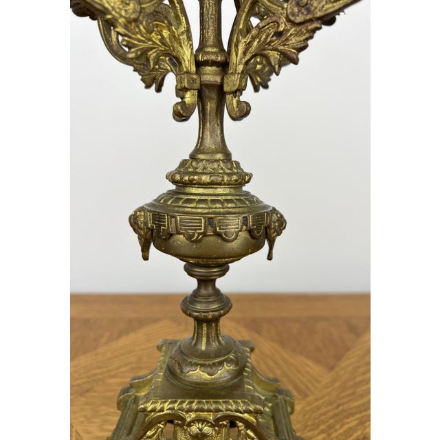 French Style Five-Arm Candleholders in Brass, Set of 2 For Sale - Image 12 of 18