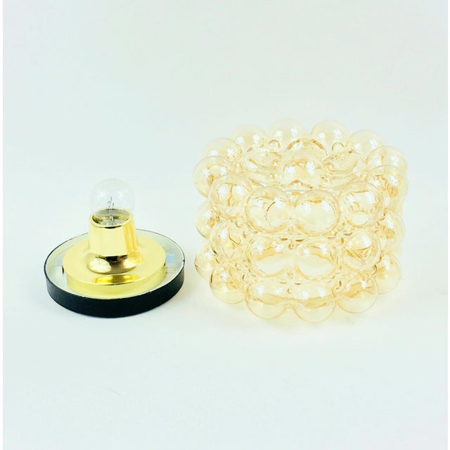 Metal Mid-Century Modern Amber Bubble Glass Ceiling Lights by Helena Tynell for Limburg, Germany, 1960s, Set of 2 For Sale - Image 7 of 9