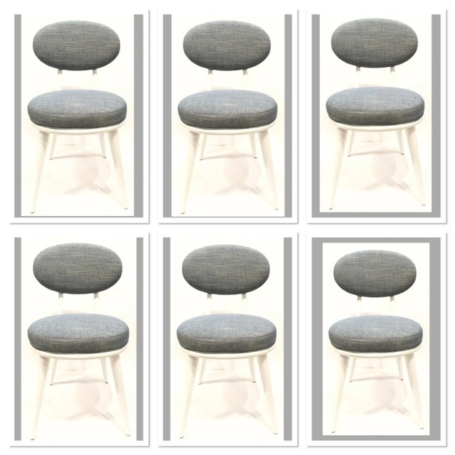 Wood Drexel Heritage Blue-Gray Dwelling Dining Chairs Set of Six For Sale - Image 7 of 8