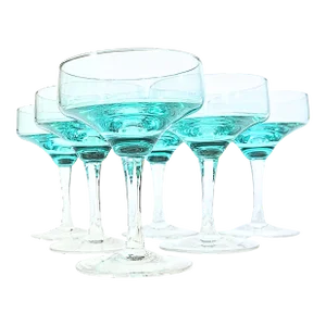 Turquoise Ocean Champagne Coupes- Set of Six