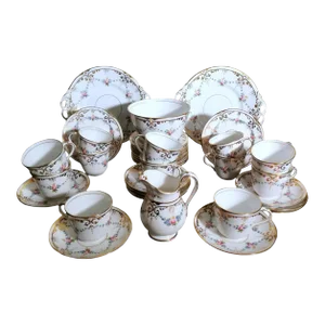 1930s Napoleon III Style Porcelain De Paris Coffee/Tea Service for Twelve People- 28 Pieces
