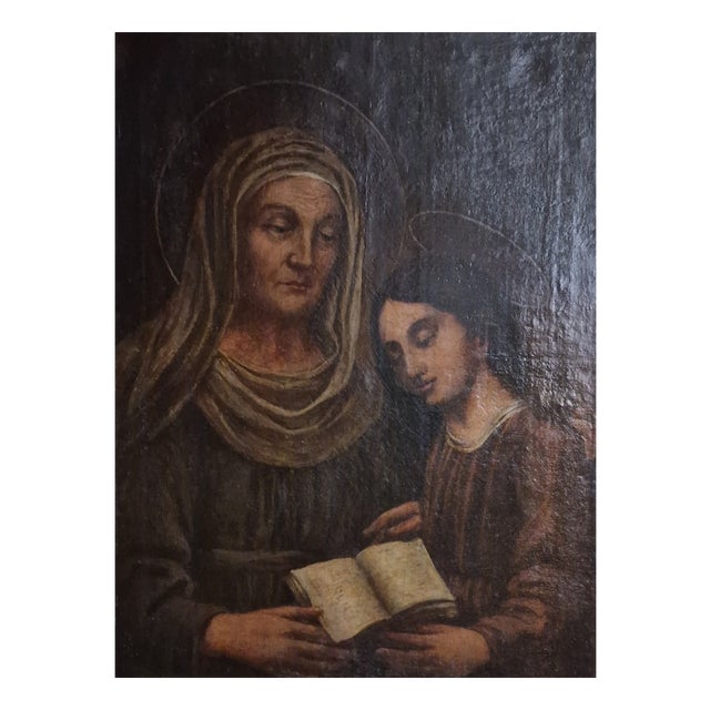 The Education of the Virgin or Saint Anne Teaching Mary to Read, Early 19th Century, Oil on Canvas For Sale