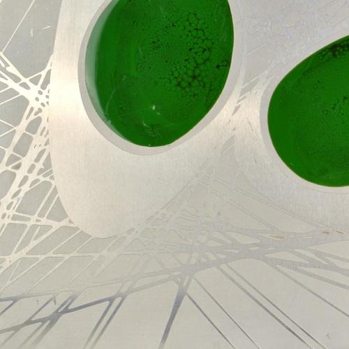 Dutch Etched Metal Abstract Artwork with Green Enamel, 1970s For Sale - Image 13 of 15