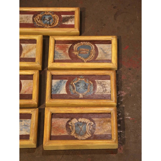 19th Century Italian Hand-Painted Heraldic Crest Panels, Set of 7 For Sale - Image 4 of 9