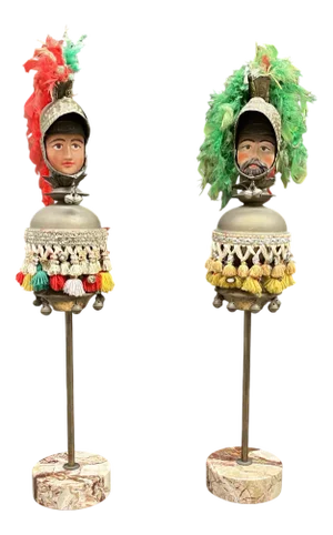 Sicilian Paladin Heads with Marble Bases, 1940s, Set of 2