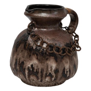 20th Century German Drip Glaze Ceramic Vase With Chain For Sale