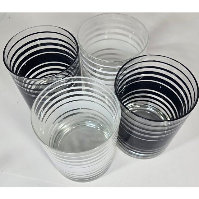 Contemporary Nautical Striped Lowballs- Set of Four For Sale - Image 3 of 9