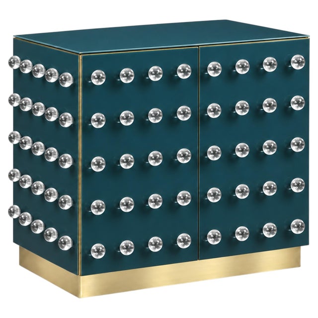 Petrol Blue Murano Glass 90-Sphere Cabinet on Brass Plinth from Justfurnituress SRL For Sale - Image 9 of 9