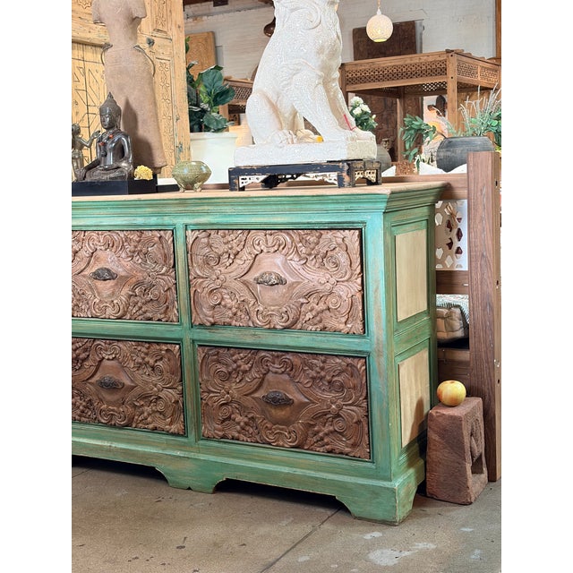 Long Verandah Carved & Painted Rustic Dresser For Sale - Image 15 of 15