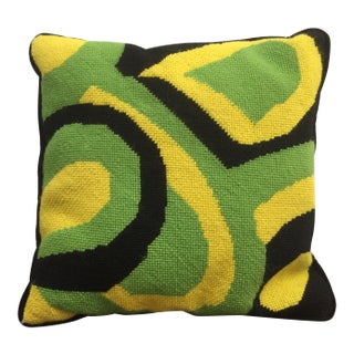Velvet and Wool Embroidered Pillow For Sale