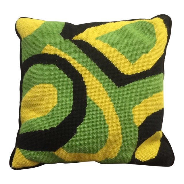 Velvet and Wool Embroidered Pillow For Sale
