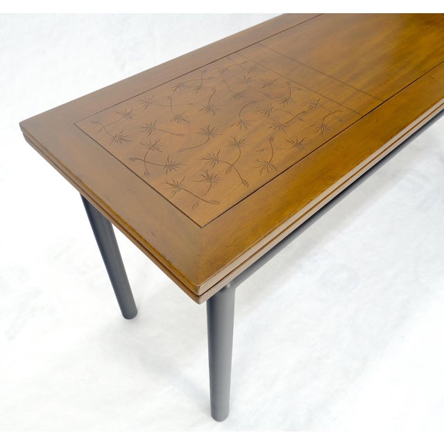Kittinger Ebonized Base Flip Top 64” Long Console Dining Table c1960s MINT! For Sale - Image 10 of 18