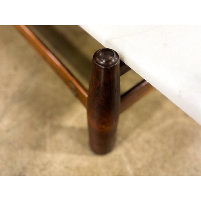 Architectural Brazilian Modern Coffee Table in Rosewood and Marble, Cimo, 1950s For Sale - Image 10 of 13