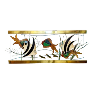 1980s Vintage Curtis Jere Aquarium Fish Wall Sculpture, Signed