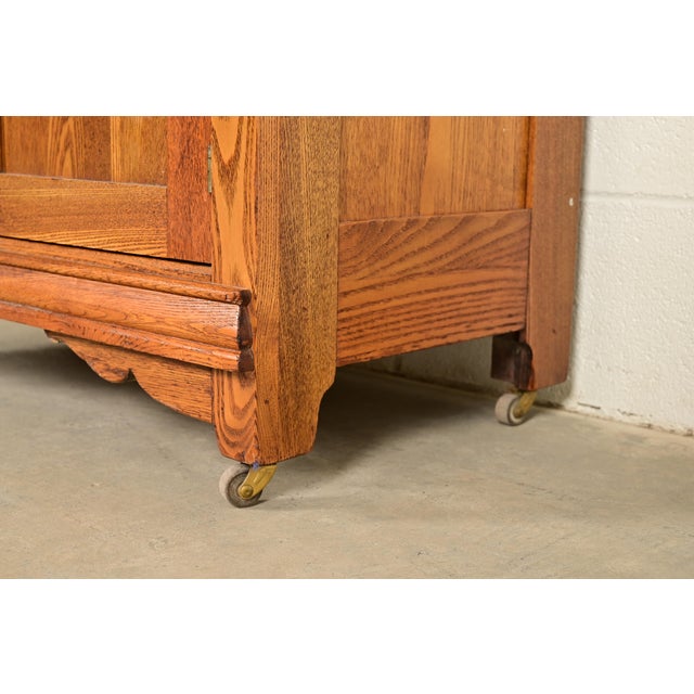 Antique Victorian Carved Oak Washstand or Commode, Circa 1890s For Sale - Image 11 of 15