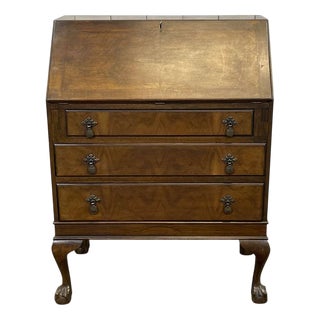 English Walnut Secretary, 1930s For Sale