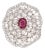3.61 Carat Ruby Rose Cut Diamond 14 Karat White Gold Cocktail Ring, Size 6 For Sale