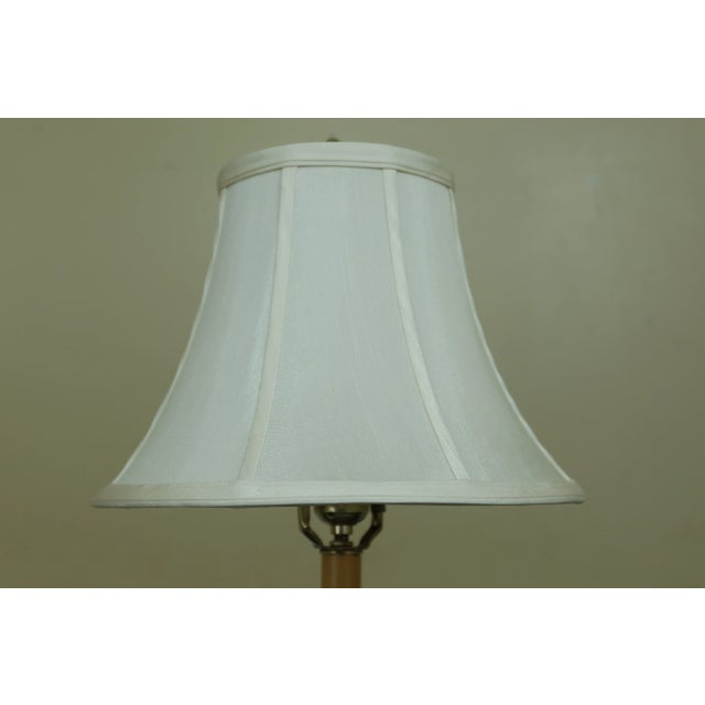 Traditional Brass & Glass Tall Table Lamp W. Shade For Sale - Image 3 of 7