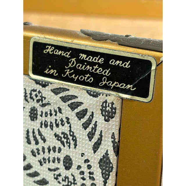 Gold Vintage Japanese Byobu With Painted Lotus Flowers 4 Panels Folding Screen For Sale - Image 8 of 16