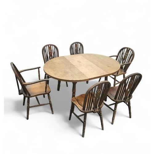 Windsor Wheelback Dining Table and Chairs from Oirschotse Meubelindustrie, 1950s, Set of 7 For Sale - Image 9 of 18
