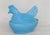 Blue Blue Slag Glass Chicken Hen on Nest Small Covered Dish For Sale - Image 8 of 12