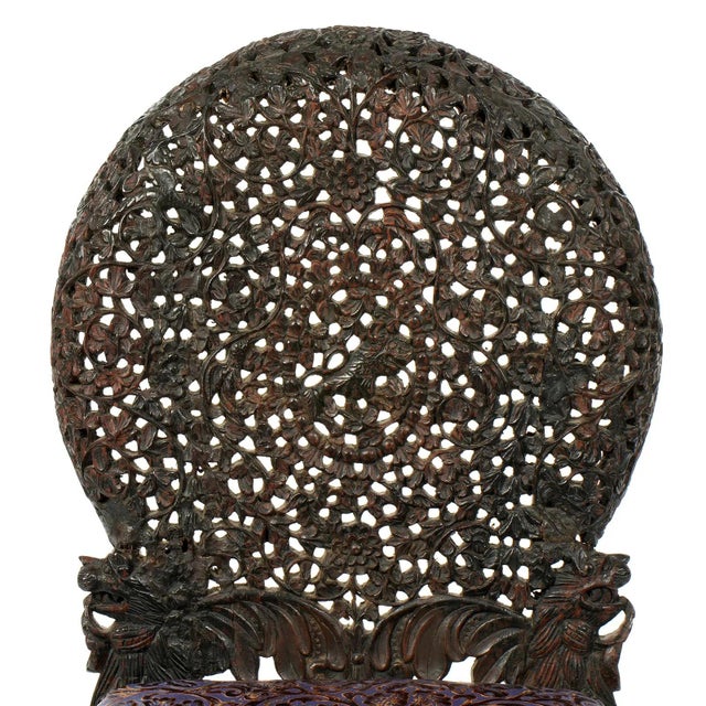 Brown 19th Century Anglo-Indian Reticulated Carved Chair For Sale - Image 8 of 9