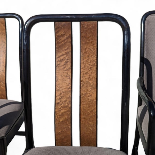 Postmodern Dining Chairs by Bernhardt, Black Lacquer & Birdseye Maple, Set of 6, 1980s For Sale - Image 12 of 18