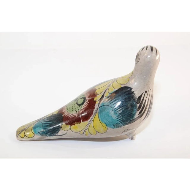 Mexican 1950s Vintage Mexican Tonala Pottery Hand Painted Bird For Sale - Image 3 of 12