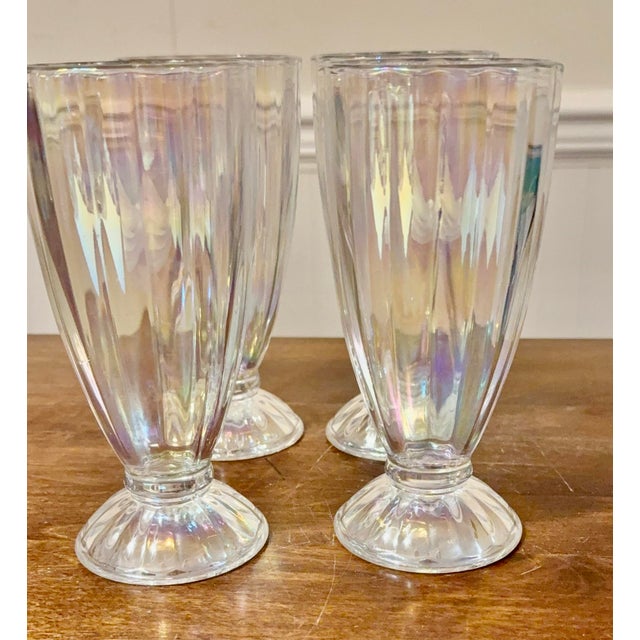 Mid-Century Modern Soda Fountain Iridescent Glasses For Sale - Image 3 of 12