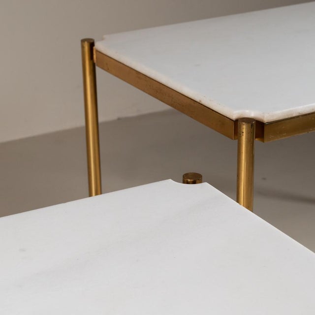 Coffee Tables in Marble and Brass by Osvaldo Borsani for Tecno, Set of 2 For Sale - Image 5 of 6