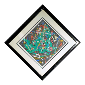 Tie Feng Jiang "Green Horse" Framed Serigraph on Paper Hand Signed