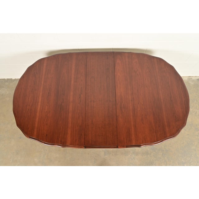 Kindel Furniture French Provincial Louis XV Carved Cherry Wood Extension Dining Table, Newly Refinished For Sale - Image 10 of 16