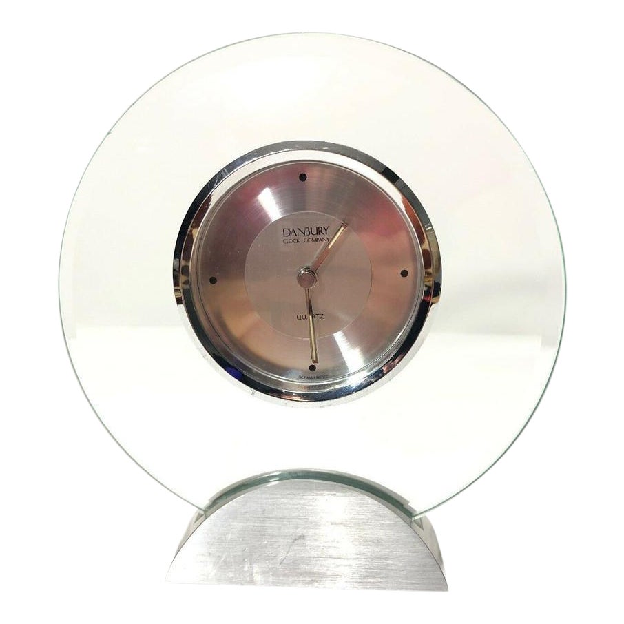 Vintage Danbury Clock Co. Quartz Glass Table Clock Desk Chairish