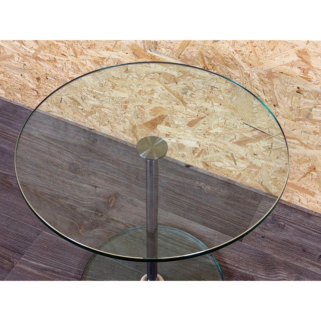 Space Age Side Table in Chrome and Glass, 1980s For Sale - Image 6 of 15