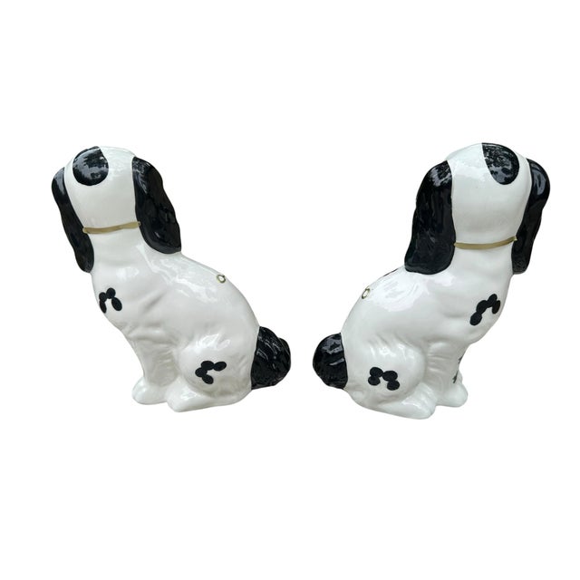 1950s 2 Classic Staffordshire Style Dog Statues. Pair English Style Spaniels Dogs For Sale - Image 12 of 12