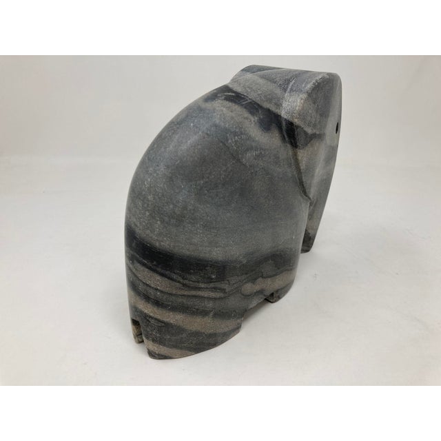 Stone Vintage Italian Elephant in Black Marble Stone Carved Stylized Figure 1970 For Sale - Image 7 of 11