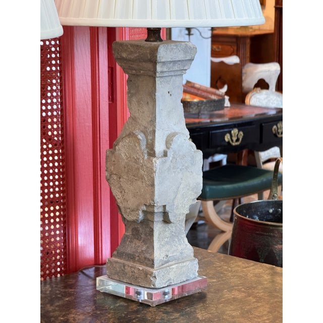 Mid 20th Century Stone Baluster Lamps on Lucite Bases - a Pair For Sale - Image 10 of 12