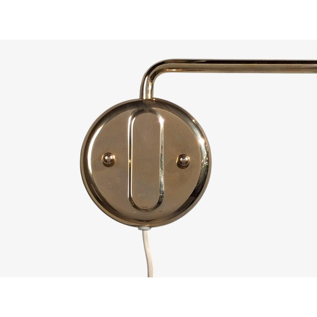 1970s Mid-Century Modern Raf, Swedish Modern, Articulating Wall Light, Brass For Sale - Image 13 of 14