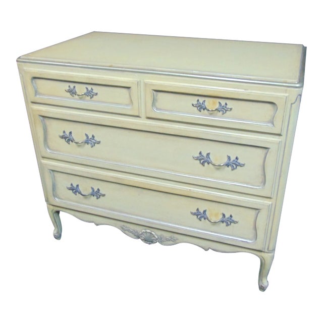 Louis XV Style Cream & Silver Gilt Commode For Sale