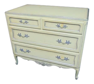 Louis XV Style Cream & Silver Gilt Commode