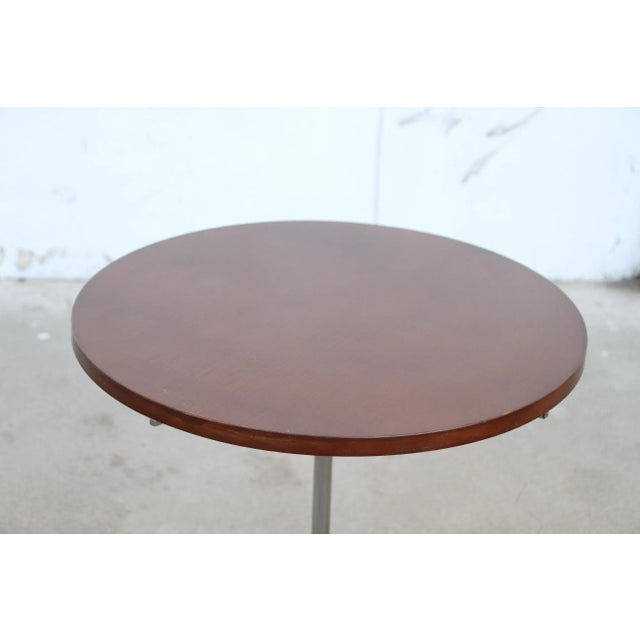 Chrome Pair of Marc Thorpe for Bernhardt Designs Side Tables W/ Curly Maple Tops For Sale - Image 8 of 11