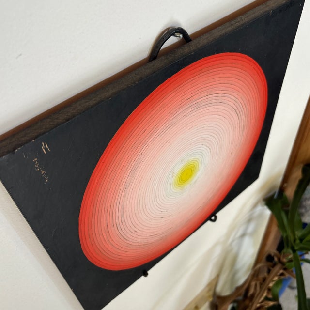 1970s Op Art Abstract Painting on Board For Sale - Image 5 of 7